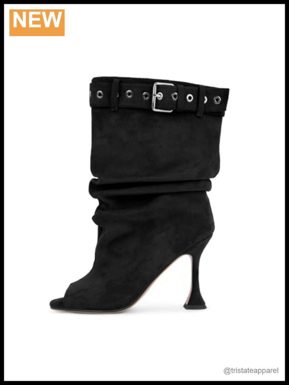 Women's Open Toe Ruched Wide Calf Stiletto Heeled Mid Calf Booties 4.72" Heel